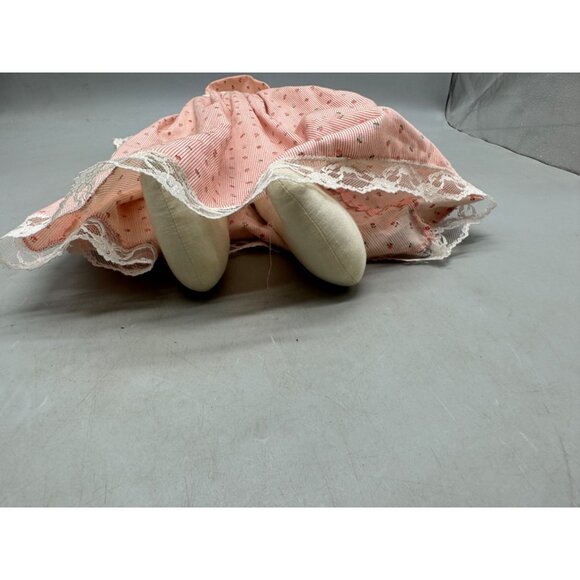 Handcrafted Vintage Rag Doll Pink Floral Dress & Bonnet Lace Trim & Ribbon READ - Picture 5 of 16